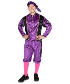 Kostuum fluweel paars/zwart